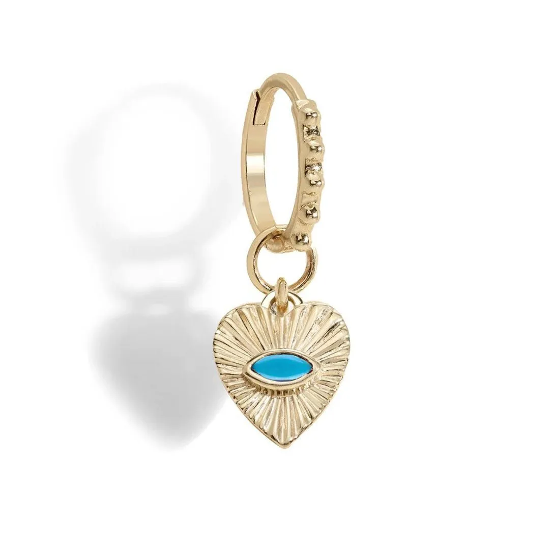 10K Gold Heart Turquoise Earring Charm