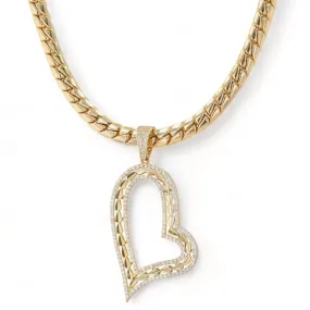 10k yellow gold choker heart pendant-42738