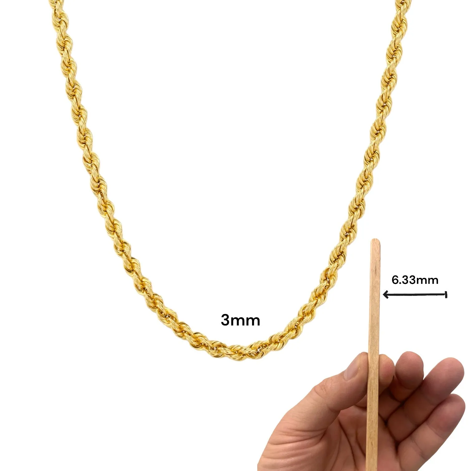 10K yellow gold rope 3mm*16 choker-225321