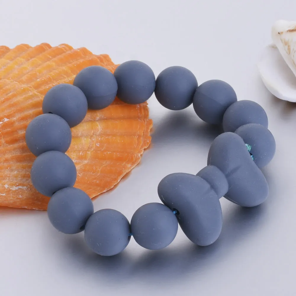 10mm Bulk Round Silicone Beads Food grade silicone sensory beads Baby Shower Gift Silicone Loose Beads dark blue 20pcs