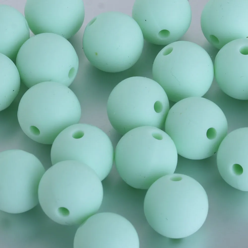 10mm Bulk Round Silicone Beads Food grade silicone sensory beads Baby Shower Gift Silicone Loose Beads green 20pcs