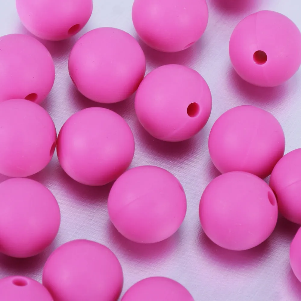 10mm Bulk Round Silicone Beads Food grade silicone sensory beads Baby Shower Gift Silicone Loose Beads Rose red 20pcs