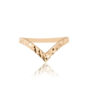 14K Rose Gold Ring Chevron Shape