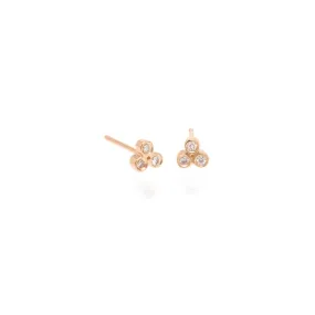 14K Tiny Trio Diamond Stud Single Earring