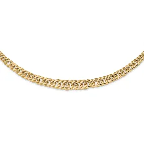 14K Yellow Gold Hollow Fancy Graduated Curb Chain Necklace, 18 Inch