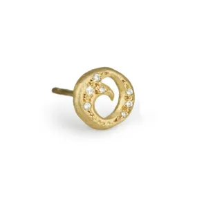 18K Gold Swirl Stud Earring with Diamonds