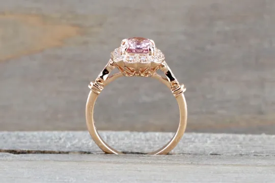 18k Gold Unheated Natural Pink Peach Sapphire Ring ASPER1430024