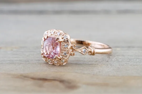 18k Gold Unheated Natural Pink Peach Sapphire Ring ASPER1430024