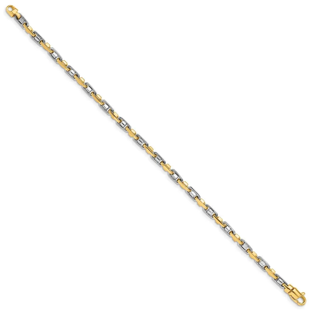 3.5mm 14K Two Tone Gold Fancy 3D Anchor Chain Bracelet