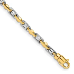 3.5mm 14K Two Tone Gold Fancy 3D Anchor Chain Bracelet