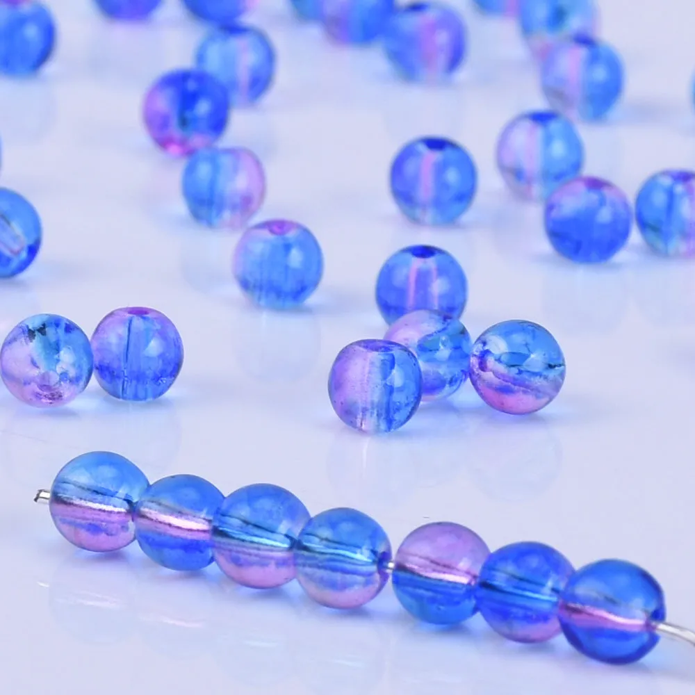 4mm Glass Round Beads Glass Ball Beads Czech Glass round small beads Jewelry Making Beading Supplies Blue Violet 50pcs