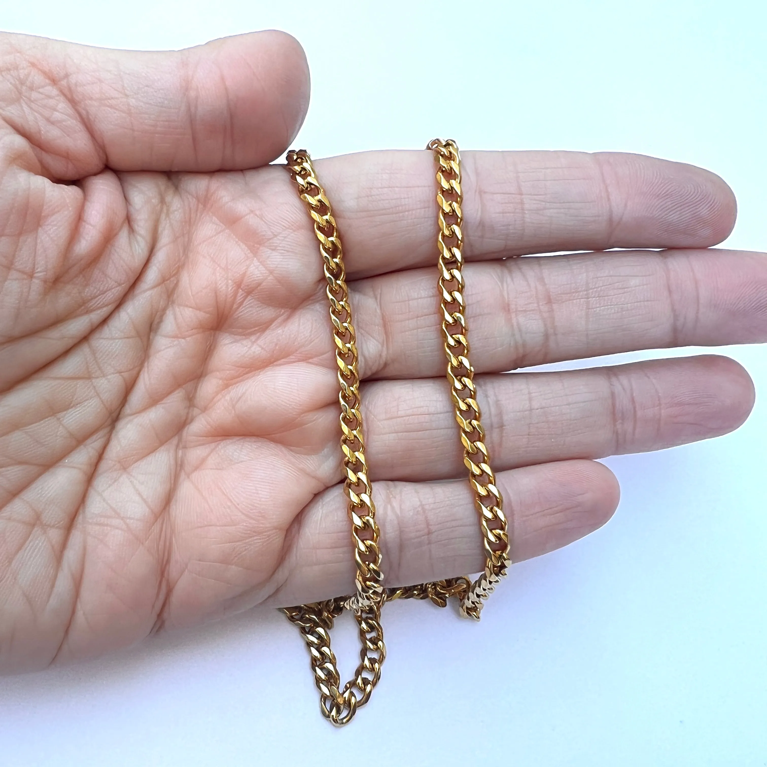 4mm Small Curb Gold Plated Stainless Chain - 23.5