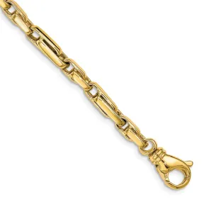 5mm 14K Yellow Gold Solid Fancy Link Chain Bracelet, 8.5 Inch