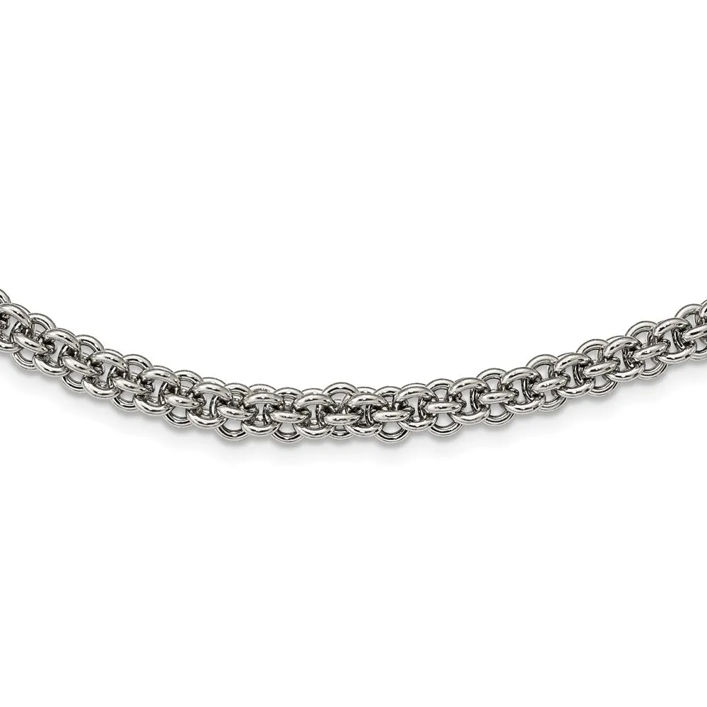 7mm Stainless Steel Fancy Circle Link Chain Necklace, 24 inch