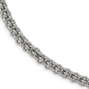 7mm Stainless Steel Fancy Circle Link Chain Necklace, 24 inch