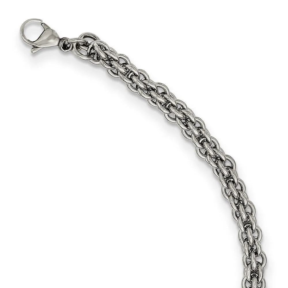 7mm Stainless Steel Fancy Circle Link Chain Necklace, 24 inch