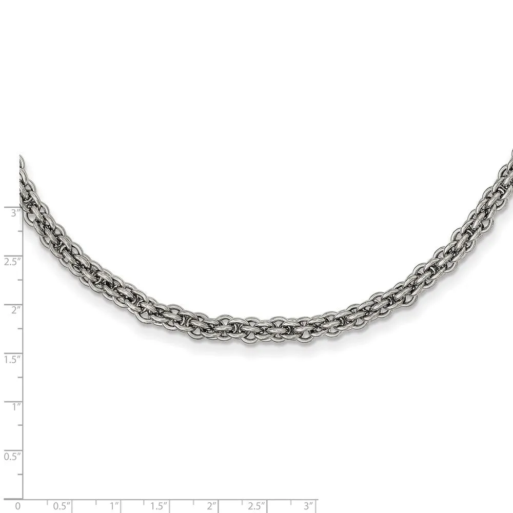 7mm Stainless Steel Fancy Circle Link Chain Necklace, 24 inch