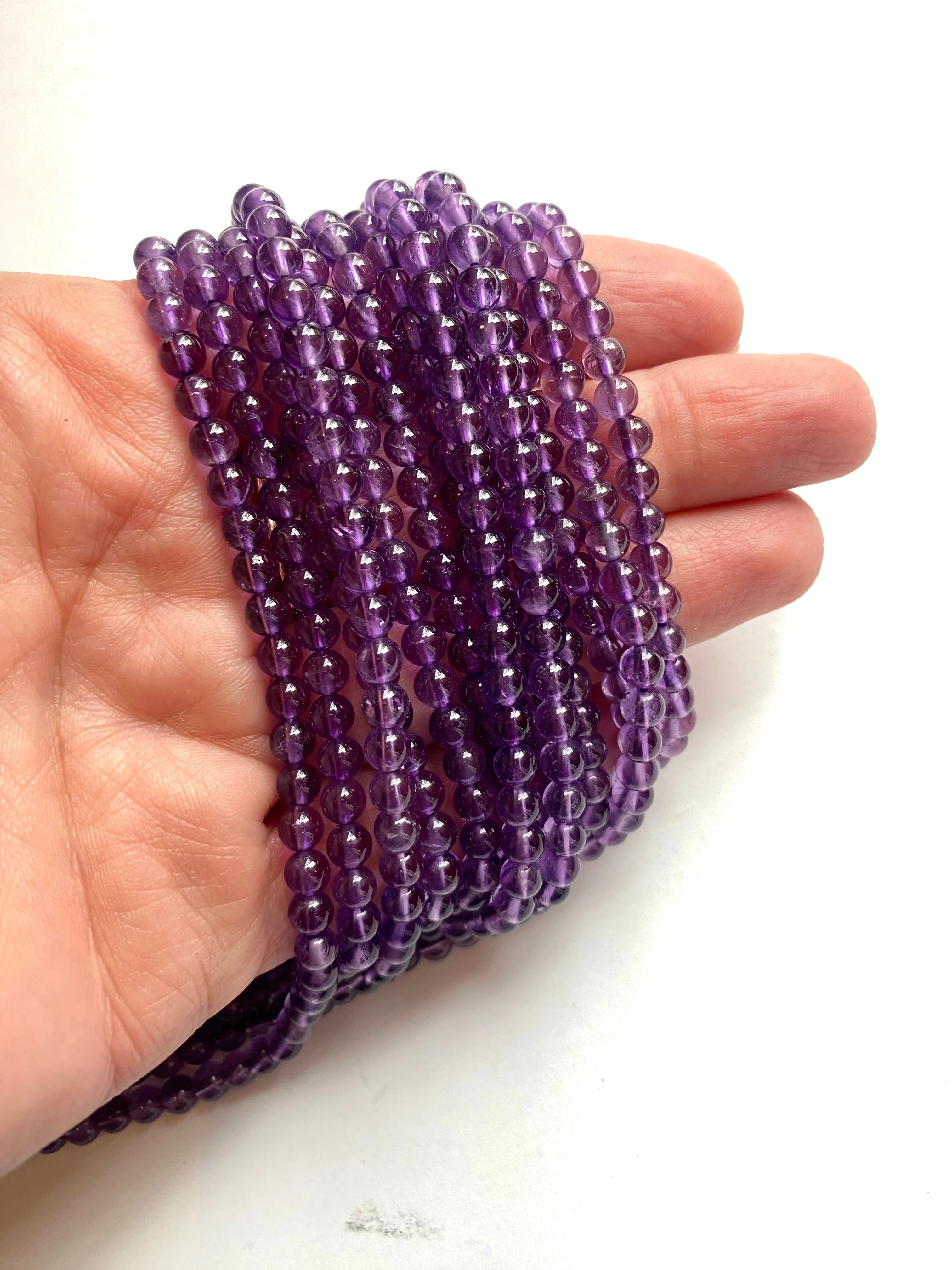 Amethyst Smooth Round Beads (A Grade)