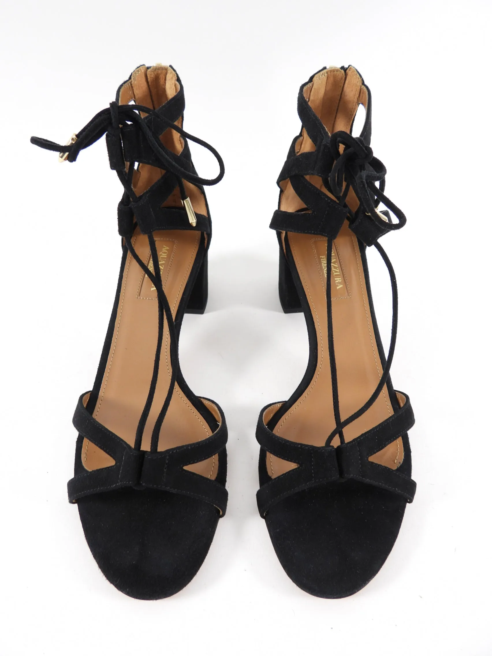 Aquazzura Black Suede Block Heel Sandal - 38.5 / 8