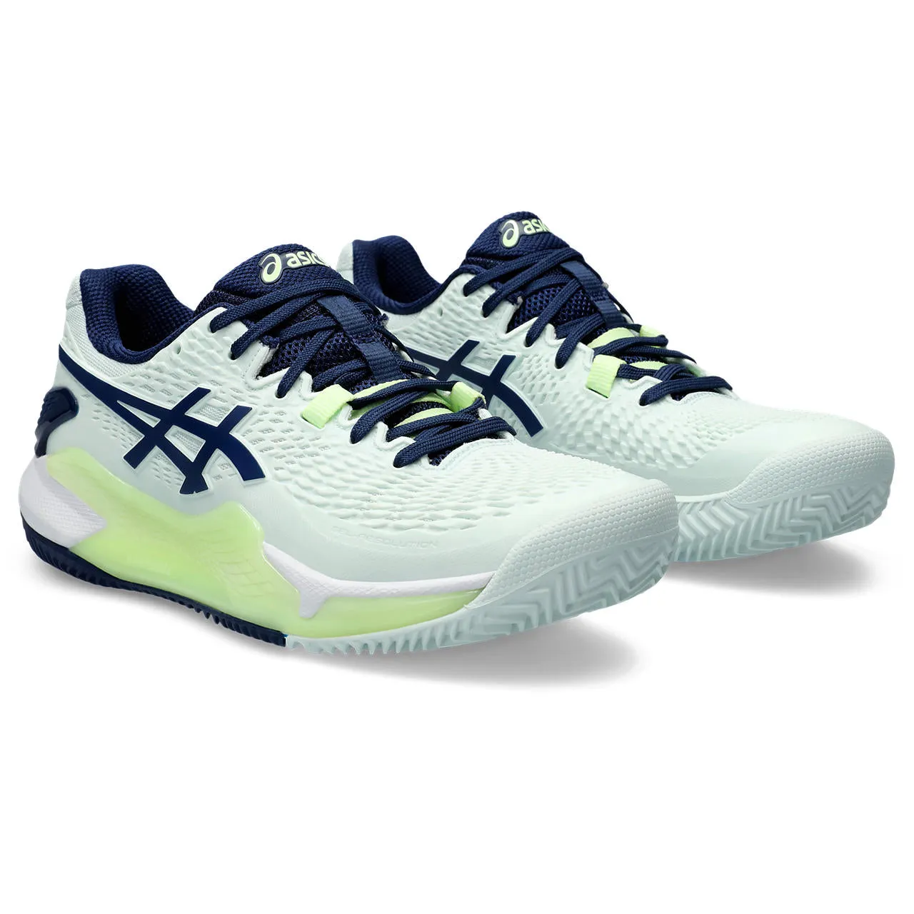 Asics Tennisschoen Gel Resolution 9 Clay Dames Groen Navy