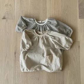 Baby Long Sleeve Pocket Plaid Romper (3-18m) - 2 Colors