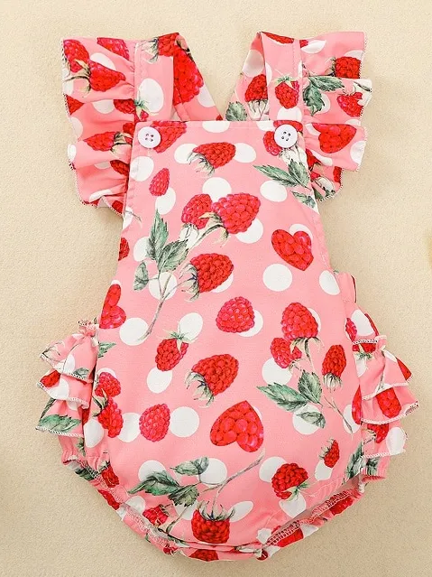 Baby Strawberry Ruffle Bum Onesie