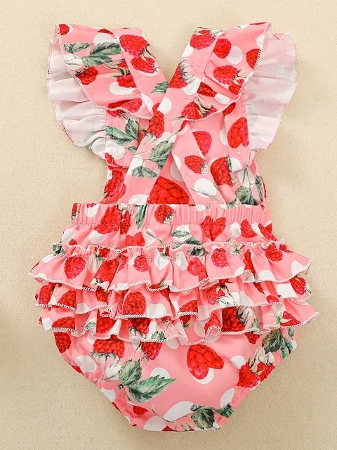 Baby Strawberry Ruffle Bum Onesie