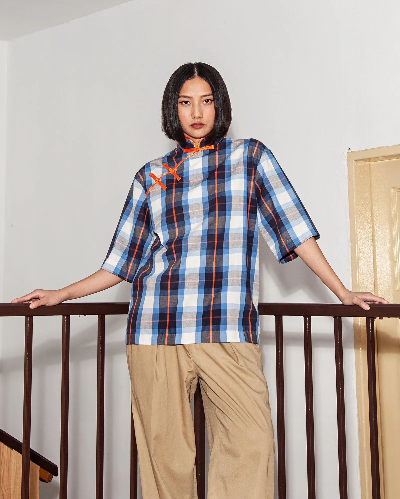 Baju Yong (Blue Orange Plaid)