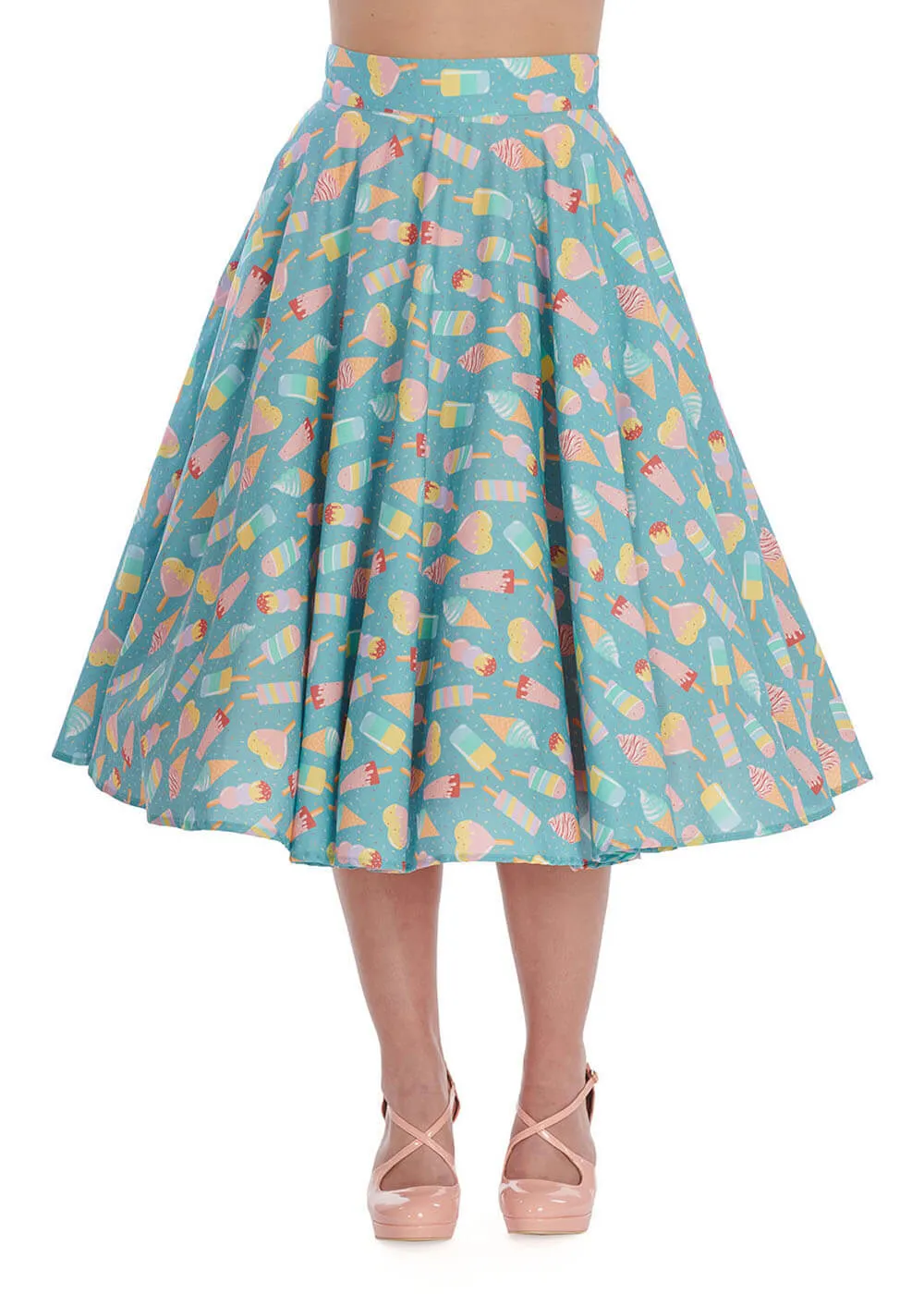 Banned Ice Cream 50's Swing Skirt Blue