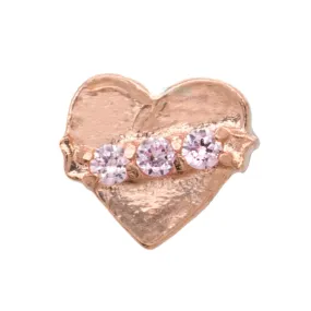 Banner Heart Threaded End in Rose Gold with Brilliant-Cut Gems