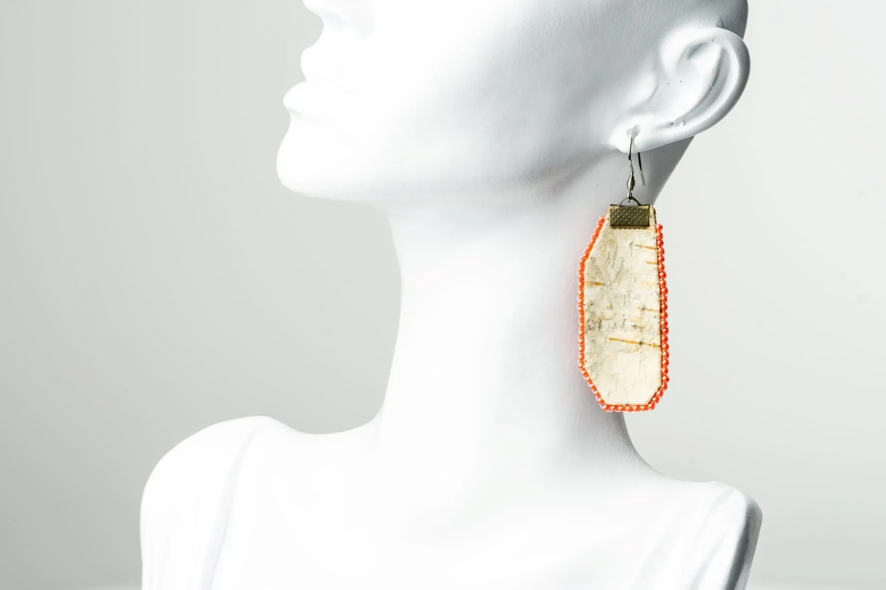 Beaded Birch Bark earrings