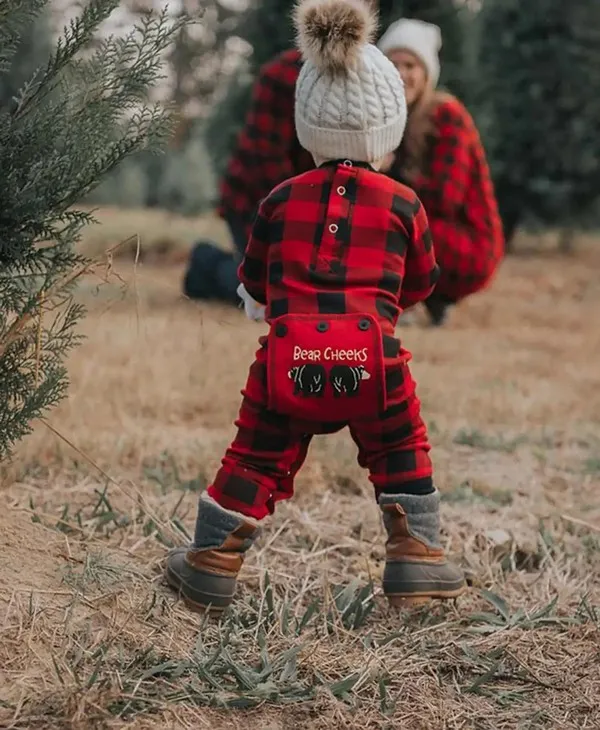 Bear Cheeks Infant Plaid Onesie Flapjack