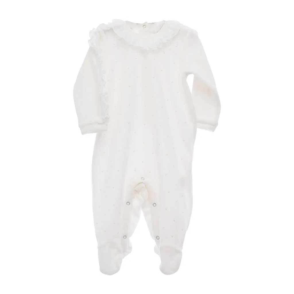 Beige Long Sleeve Ruffle Onesie