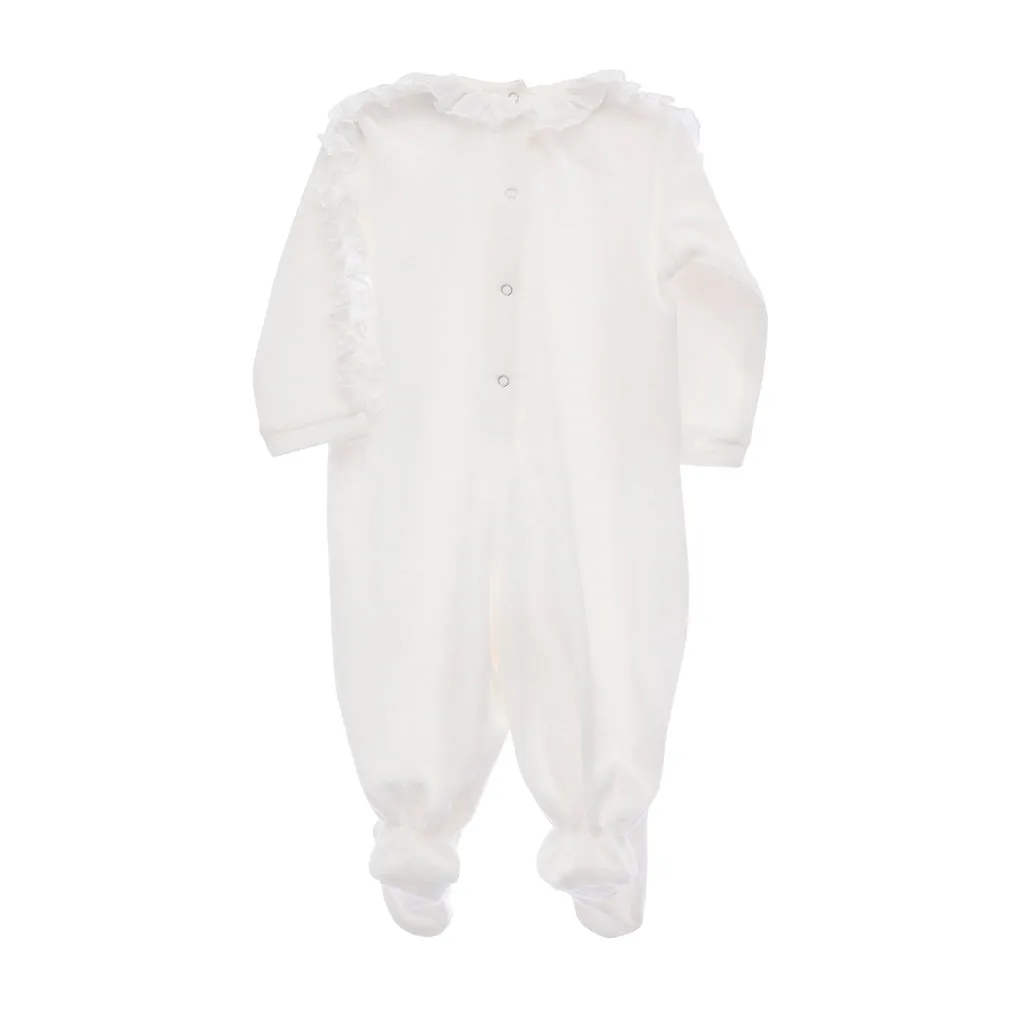 Beige Long Sleeve Ruffle Onesie