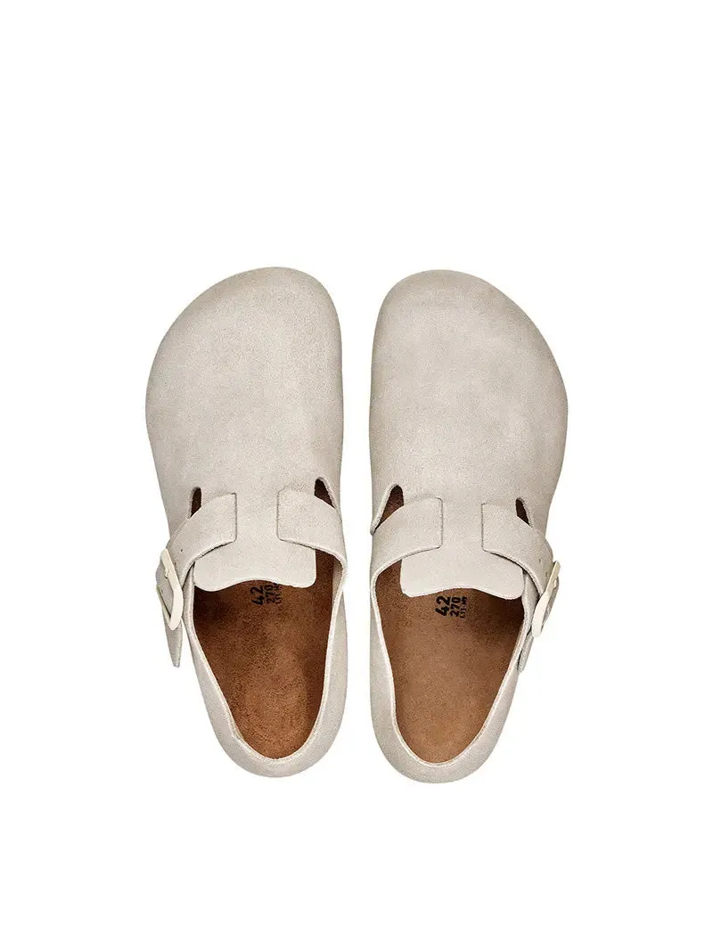 Birkenstock London Suede Narrow Sandal Antique White