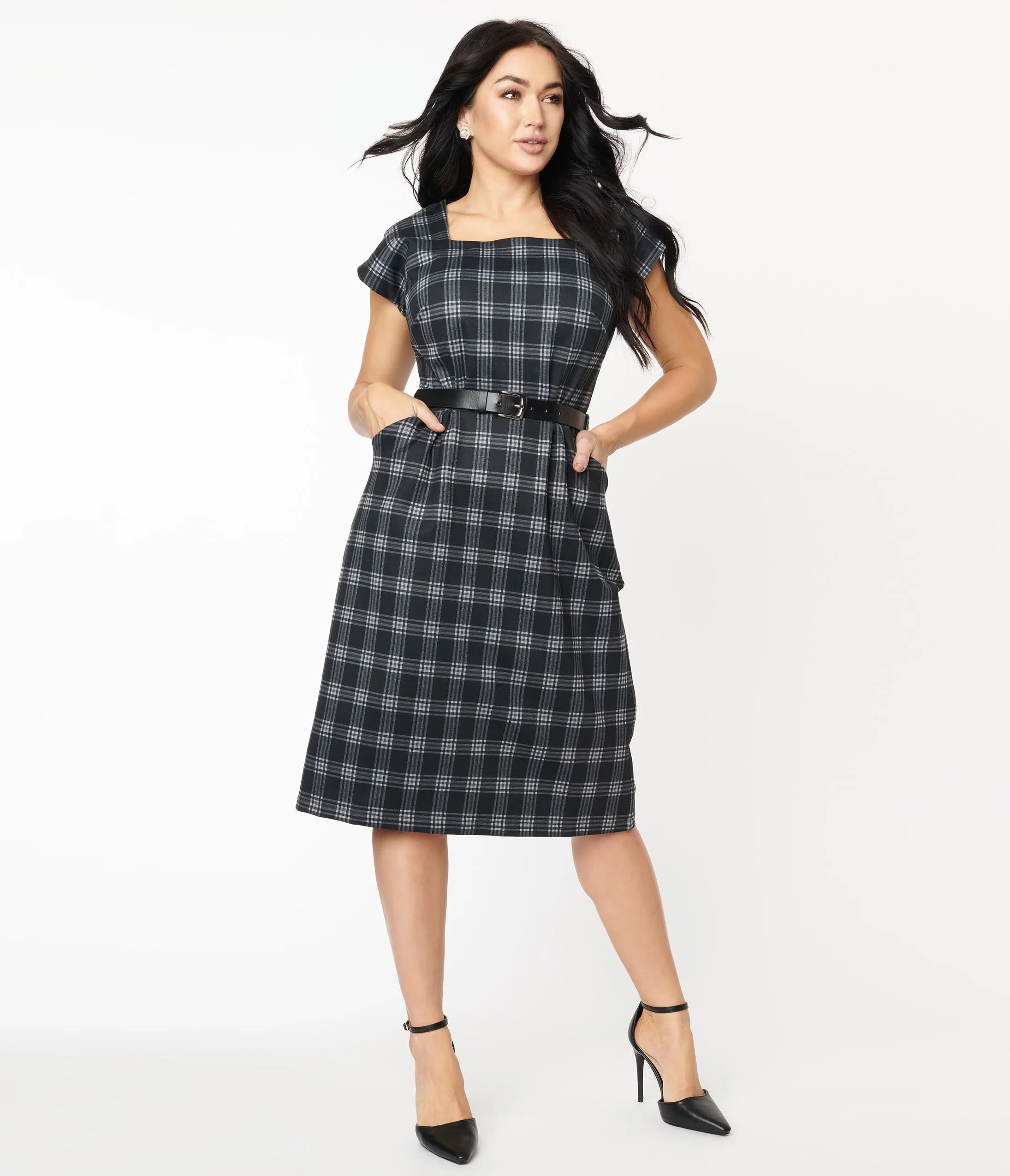 Black Plaid Celine Dress