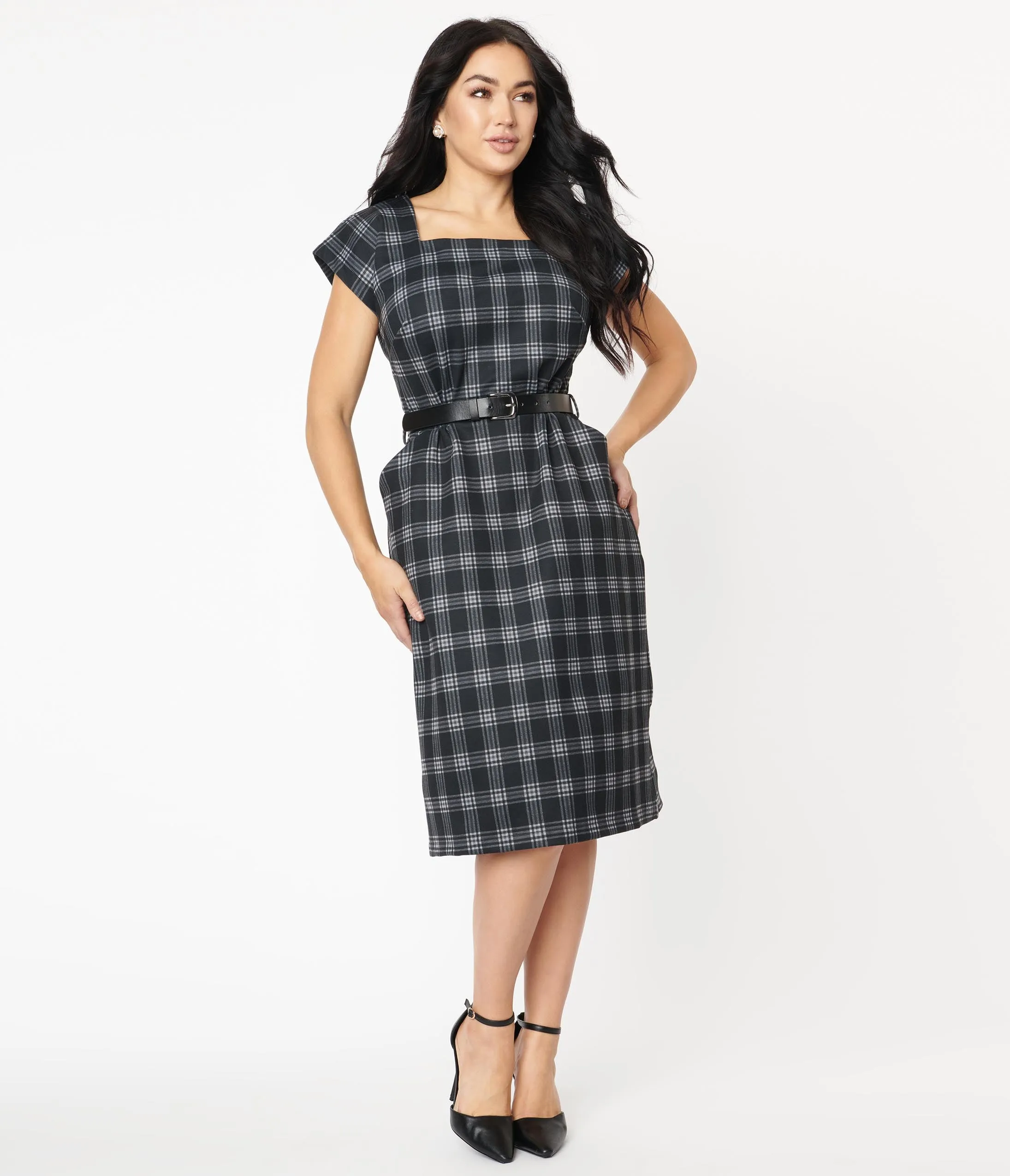 Black Plaid Celine Dress