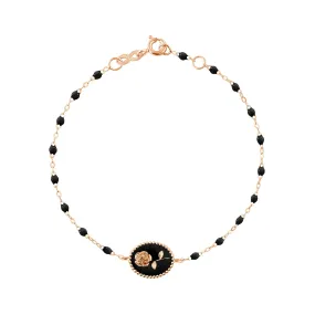 Black Rose Bracelet, Rose Gold, 6.7