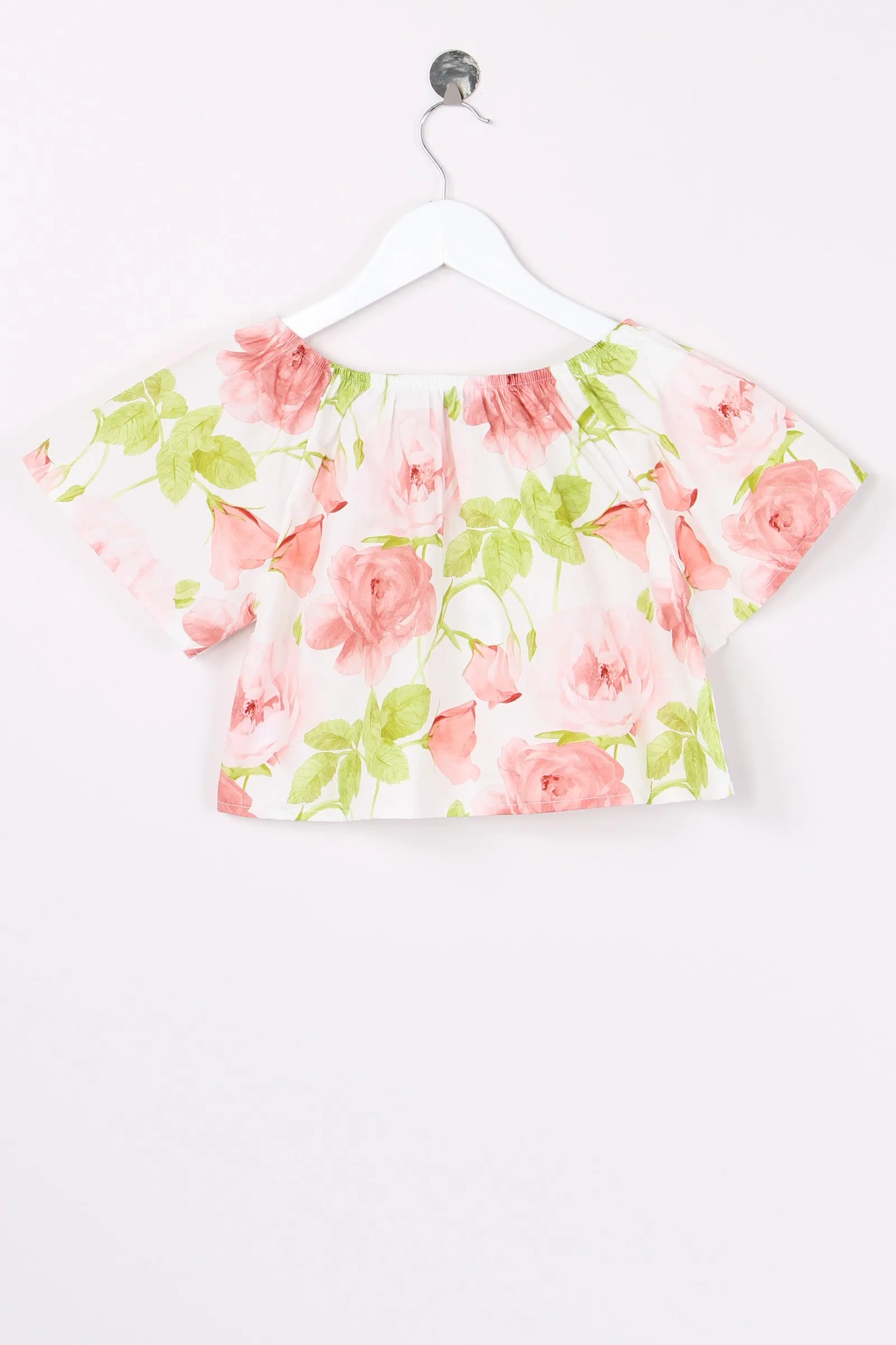 Blusa Cropped Stampa Rose Rose