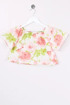 Blusa Cropped Stampa Rose Rose