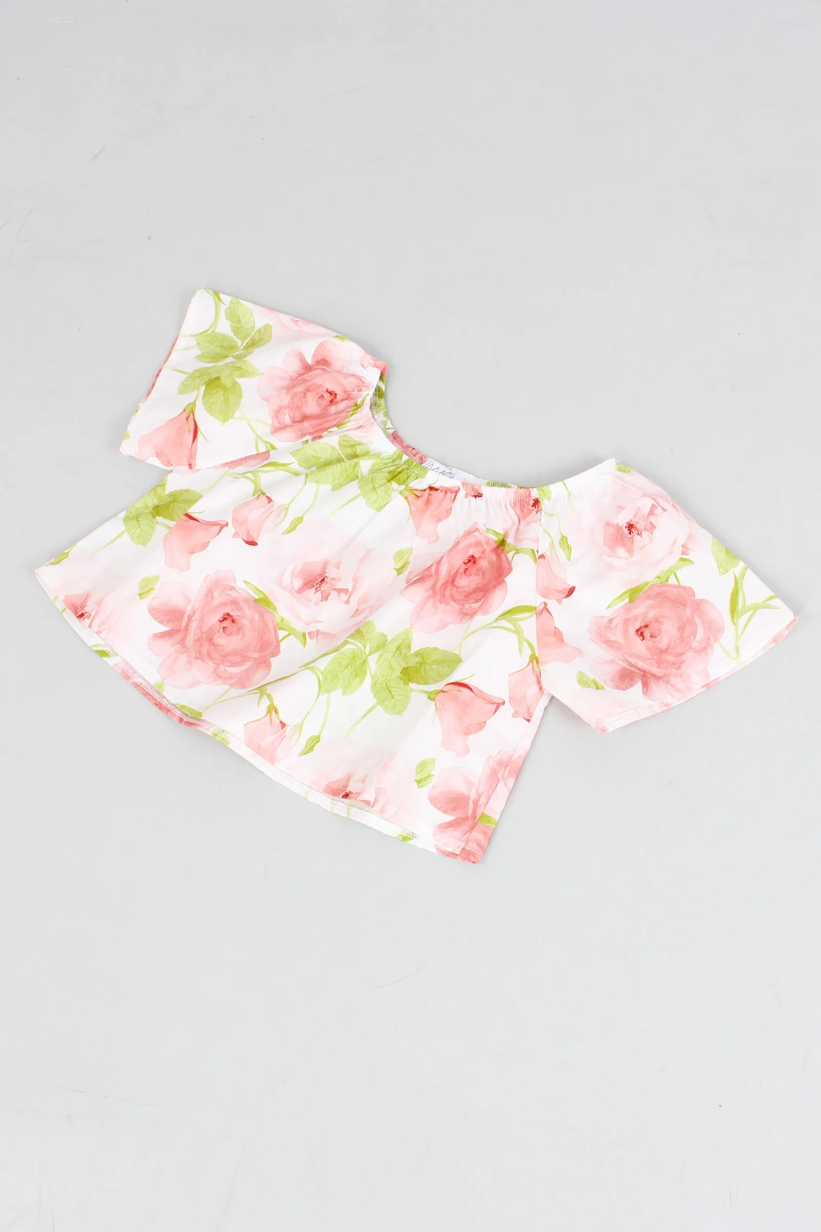 Blusa Cropped Stampa Rose Rose