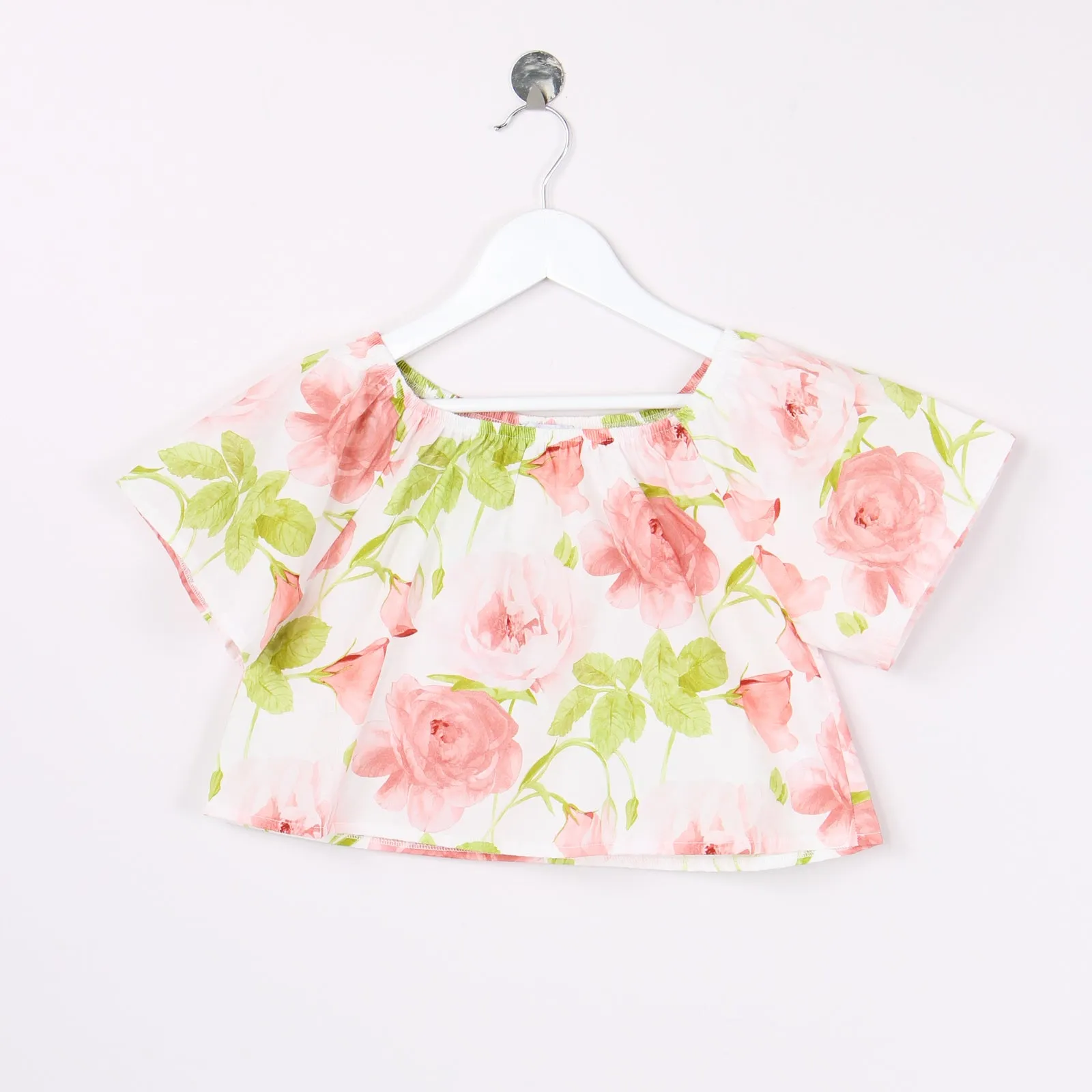 Blusa Cropped Stampa Rose Rose