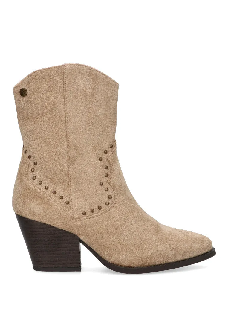 BOTIN CAMPERO NIZA MARRON BEIGE PARA MUJER CON TACON MEDIO