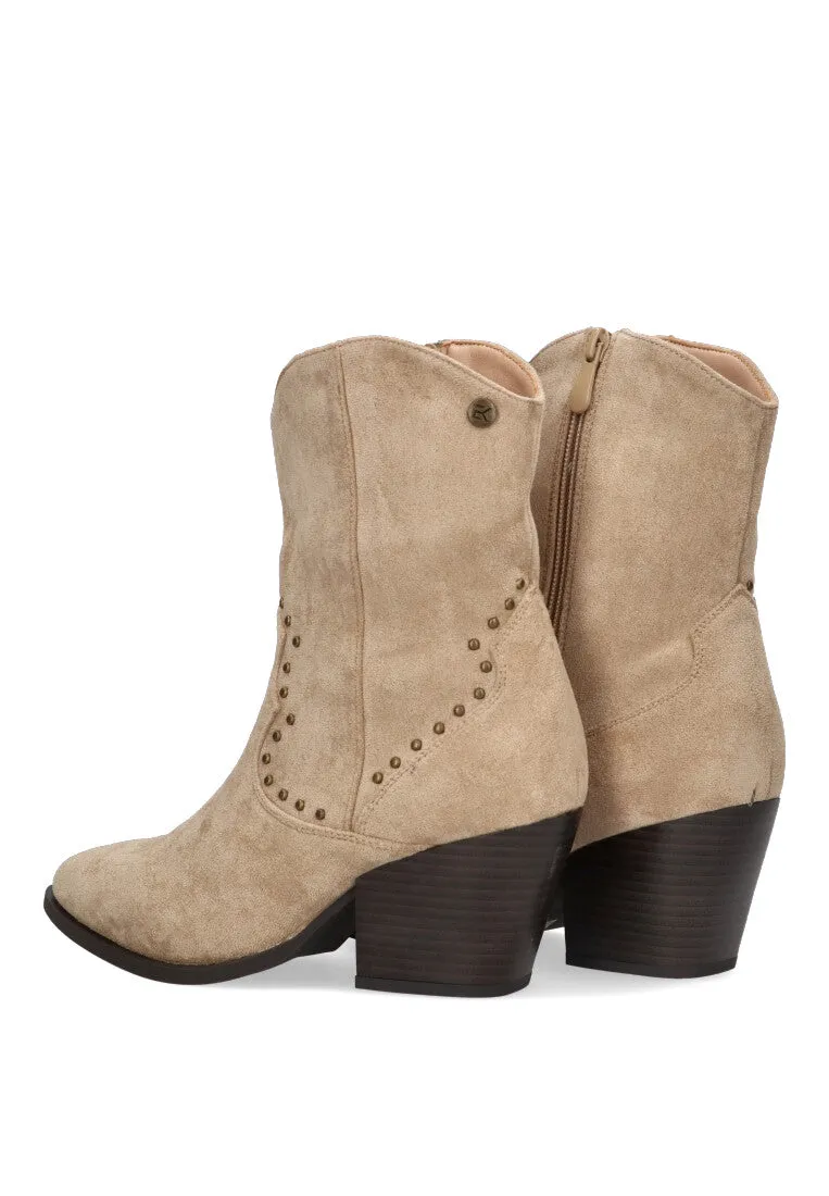 BOTIN CAMPERO NIZA MARRON BEIGE PARA MUJER CON TACON MEDIO