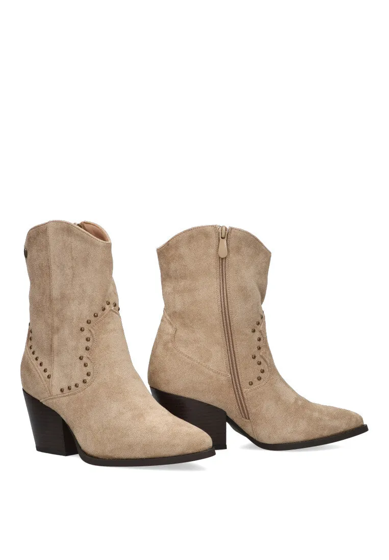 BOTIN CAMPERO NIZA MARRON BEIGE PARA MUJER CON TACON MEDIO