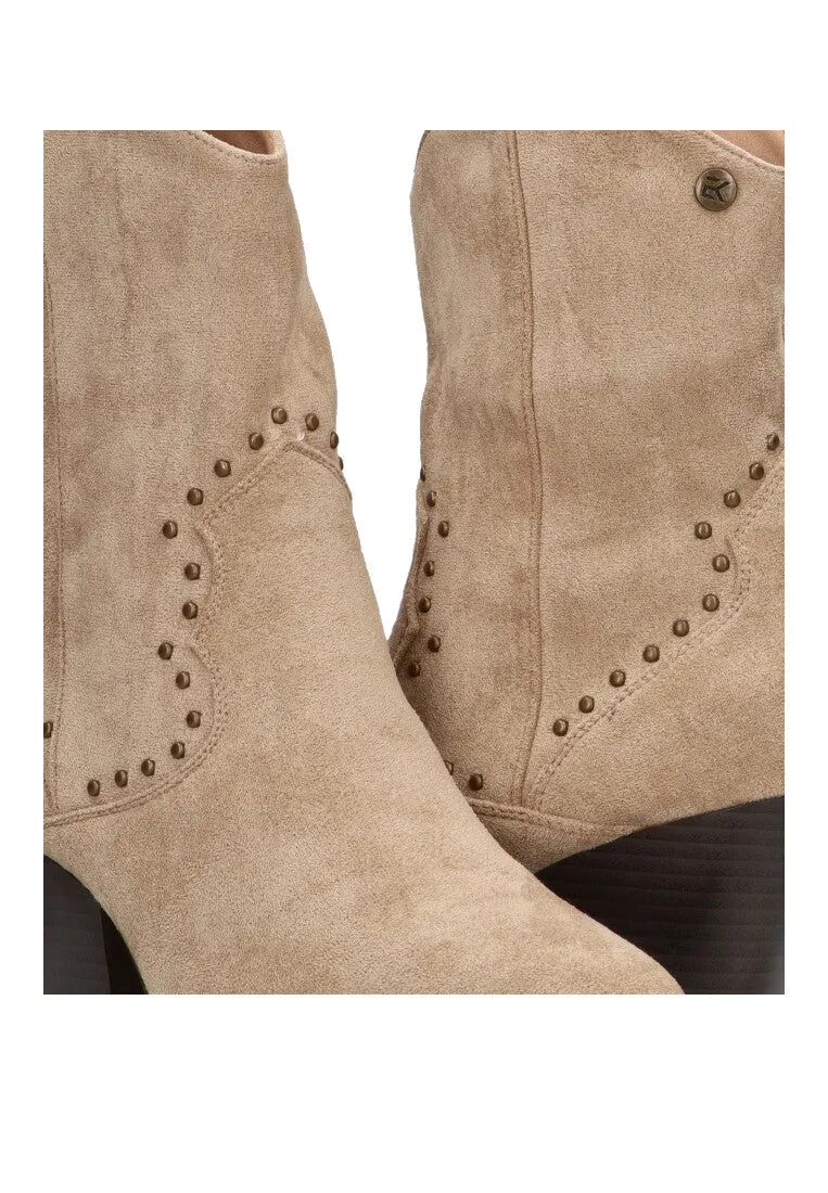 BOTIN CAMPERO NIZA MARRON BEIGE PARA MUJER CON TACON MEDIO