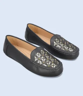 BW8602-BLACK-Women Casual Moccasins