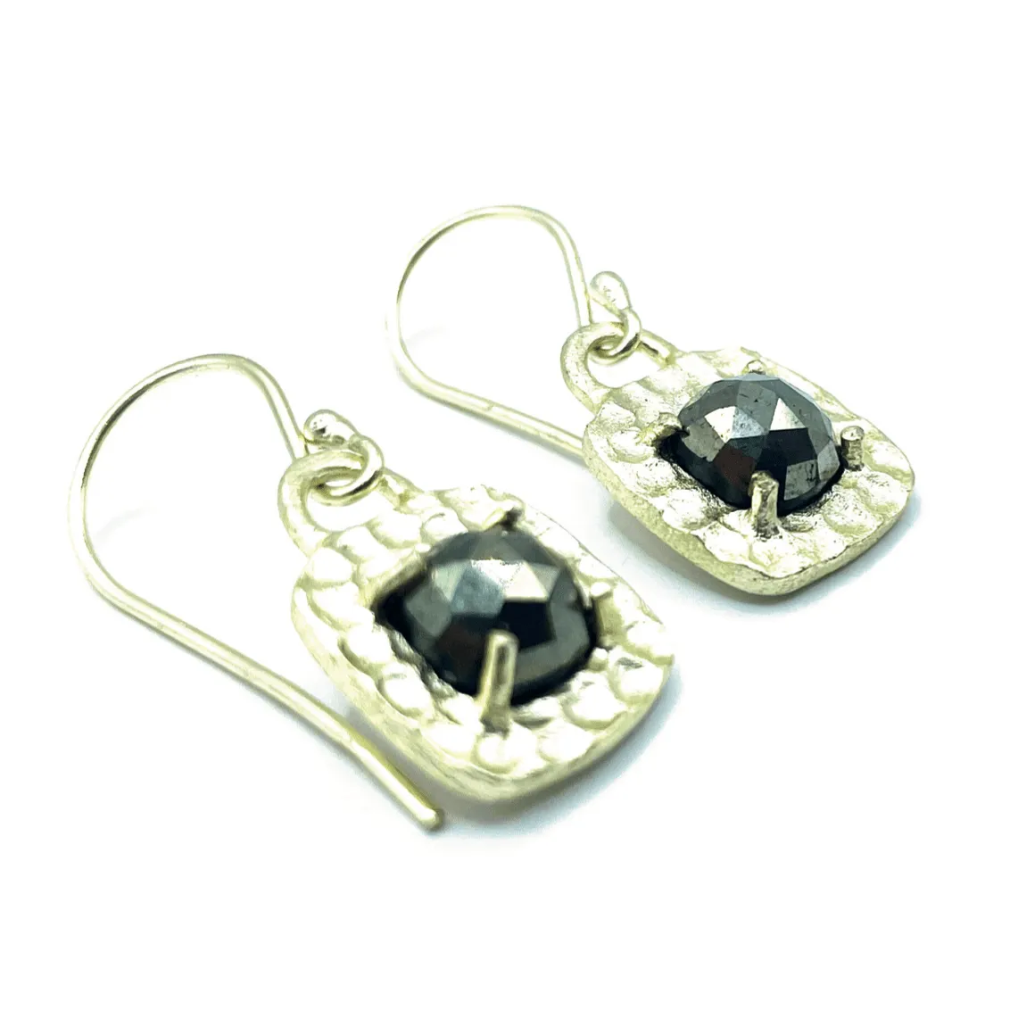 Cabo Hammered Square and Pyrite Earring