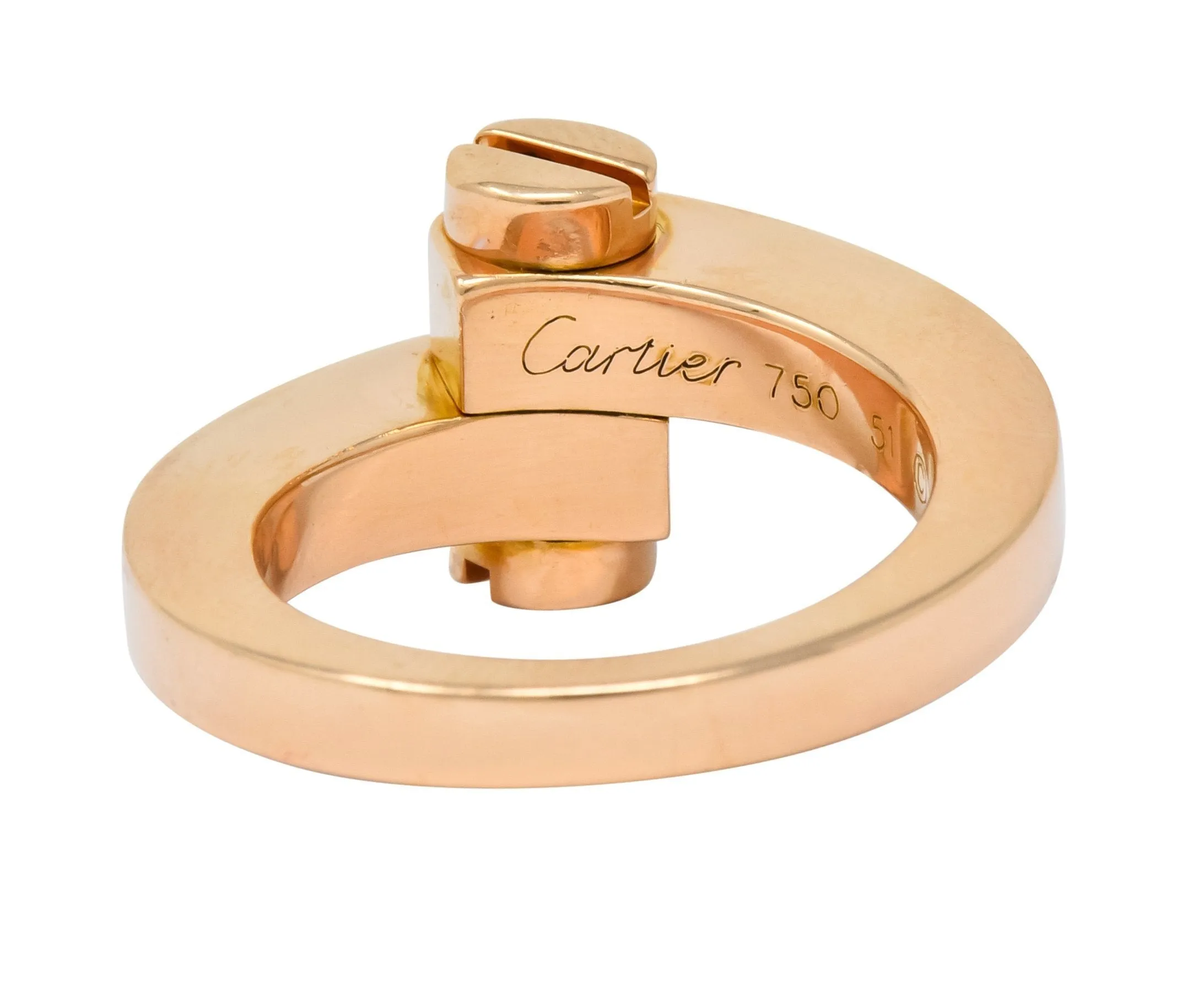 Cartier 18 Karat Rose Gold Menotte Bypass Band Ring Circa 1990