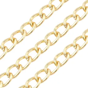 Chain, Aluminium, Twisted Chain, Curb Chain, Open Link, Golden, 10x6.5mm